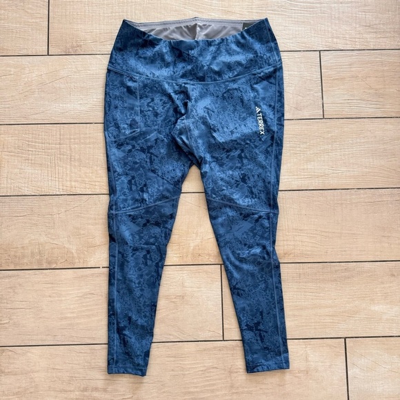ADIDAS TERREX Skinny Workout Leggings Pants Multi in Navy Dusty Blue Size 2XL - Picture 5 of 12